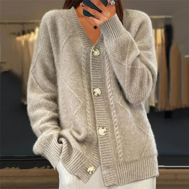 Agnes | Cardigan Dame Sweater Cashmere V-hals Lange Ærmer