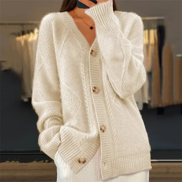 Agnes | Cardigan Dame Sweater Cashmere V-hals Lange Ærmer