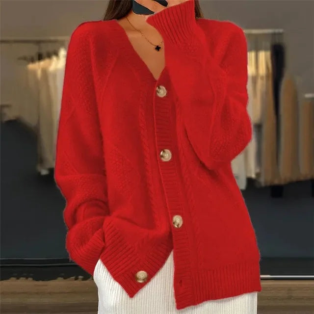Agnes | Cardigan Dame Sweater Cashmere V-hals Lange Ærmer