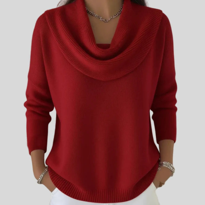 Anna | Sweater Dame Cowl Neck Strik Langærmet