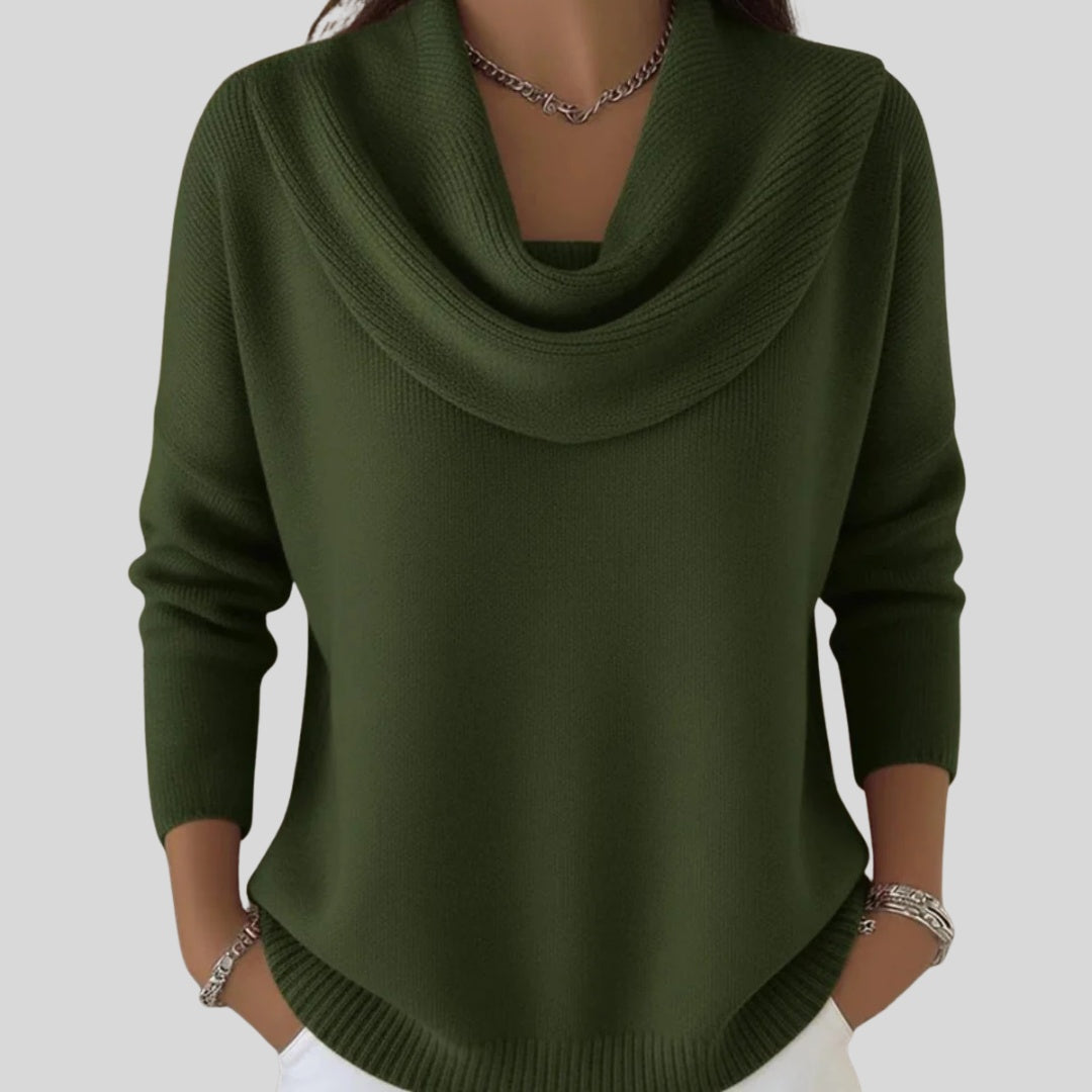 Anna | Sweater Dame Cowl Neck Strik Langærmet