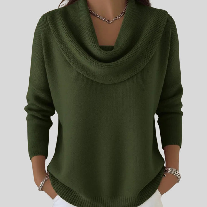 Anna | Sweater Dame Cowl Neck Strik Langærmet