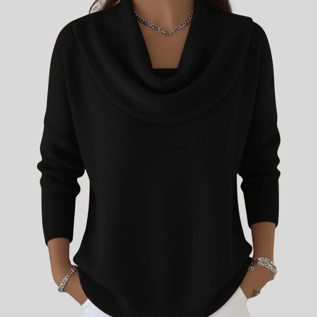 Anna | Sweater Dame Cowl Neck Strik Langærmet