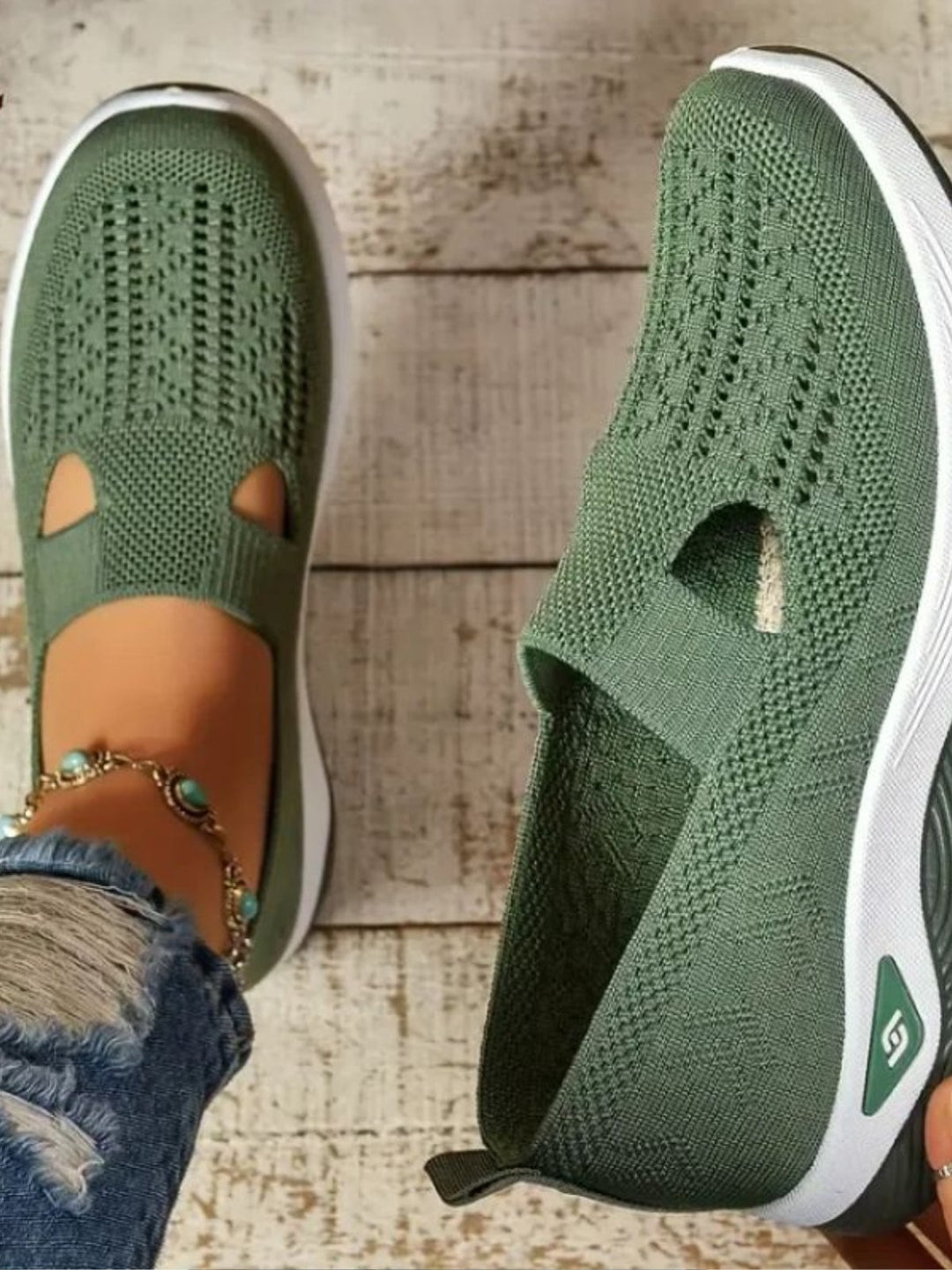 Astrid | Slip-on Sneaker Dame Åndbar Strikket Sål