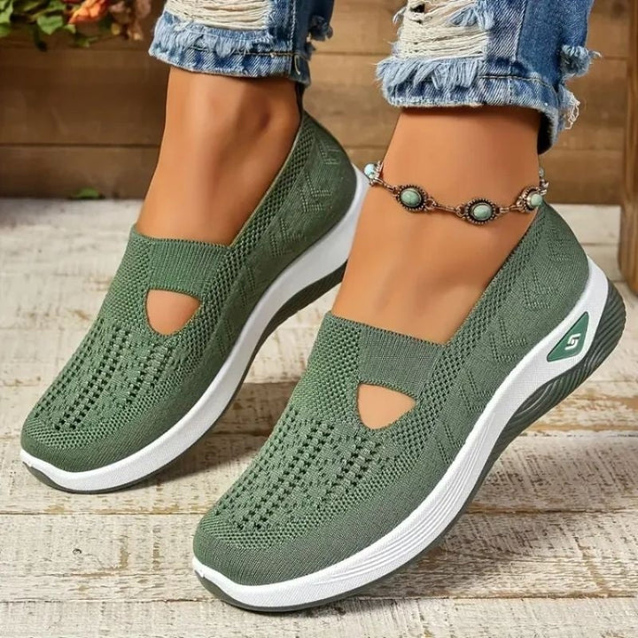 Astrid | Slip-on Sneaker Dame Åndbar Strikket Sål