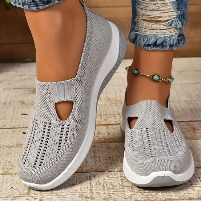 Astrid | Slip-on Sneaker Dame Åndbar Strikket Sål