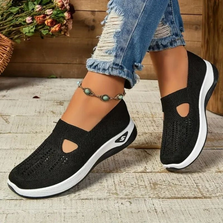 Astrid | Slip-on Sneaker Dame Åndbar Strikket Sål