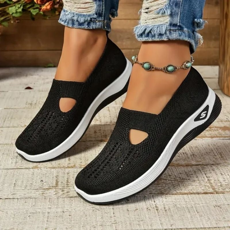 Astrid | Slip-on Sneaker Dame Åndbar Strikket Sål