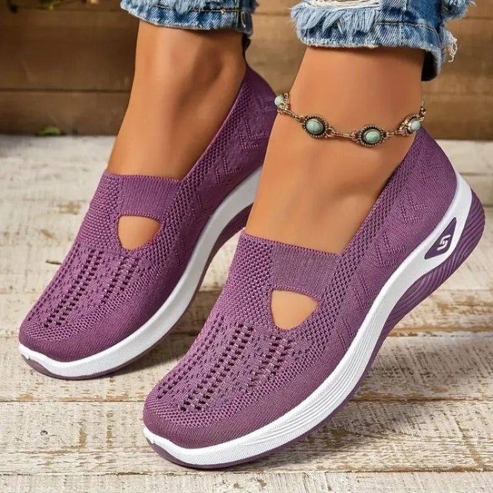 Astrid | Slip-on Sneaker Dame Åndbar Strikket Sål