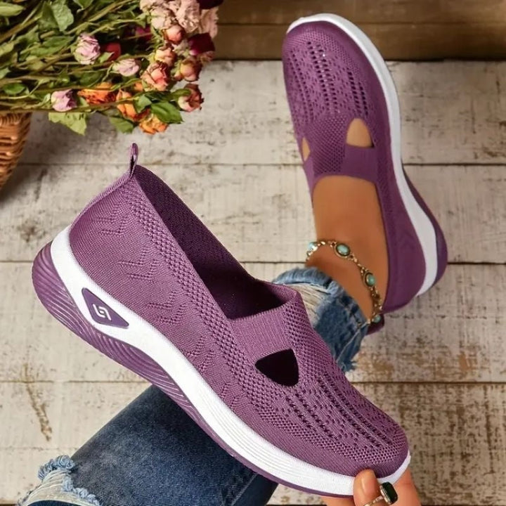 Astrid | Slip-on Sneaker Dame Åndbar Strikket Sål