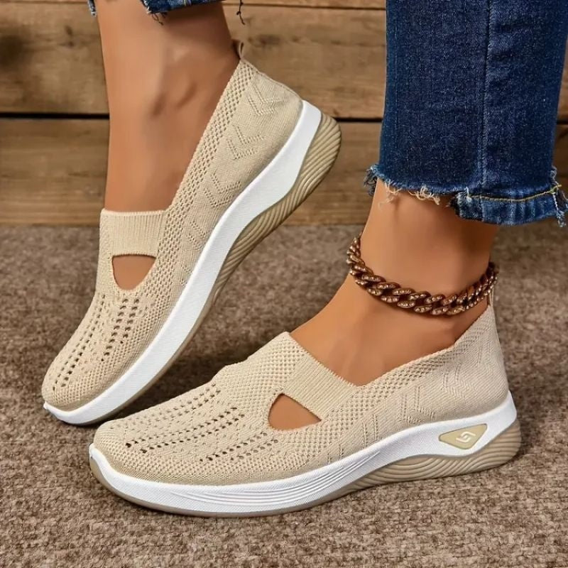 Astrid | Slip-on Sneaker Dame Åndbar Strikket Sål