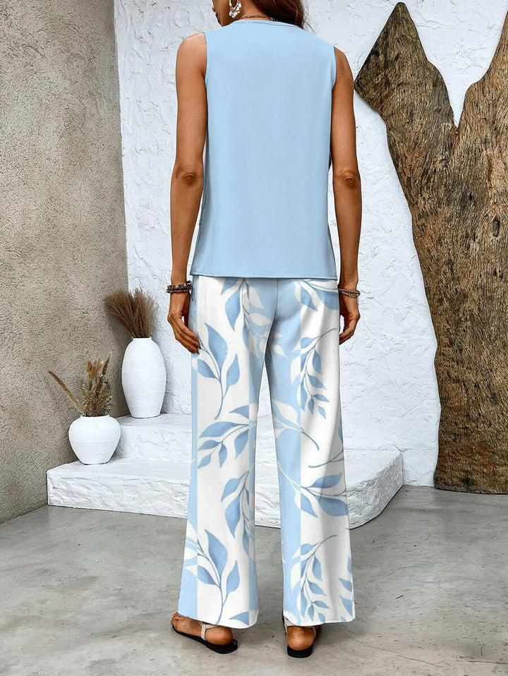 Astrid | Sæt Dame med Blomstret Bukser og Ærmeløs Top