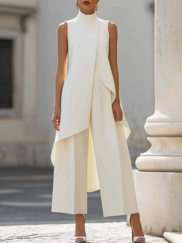 Camilla | Sæt Dame Bukser Høj Hals Asymmetrisk Design