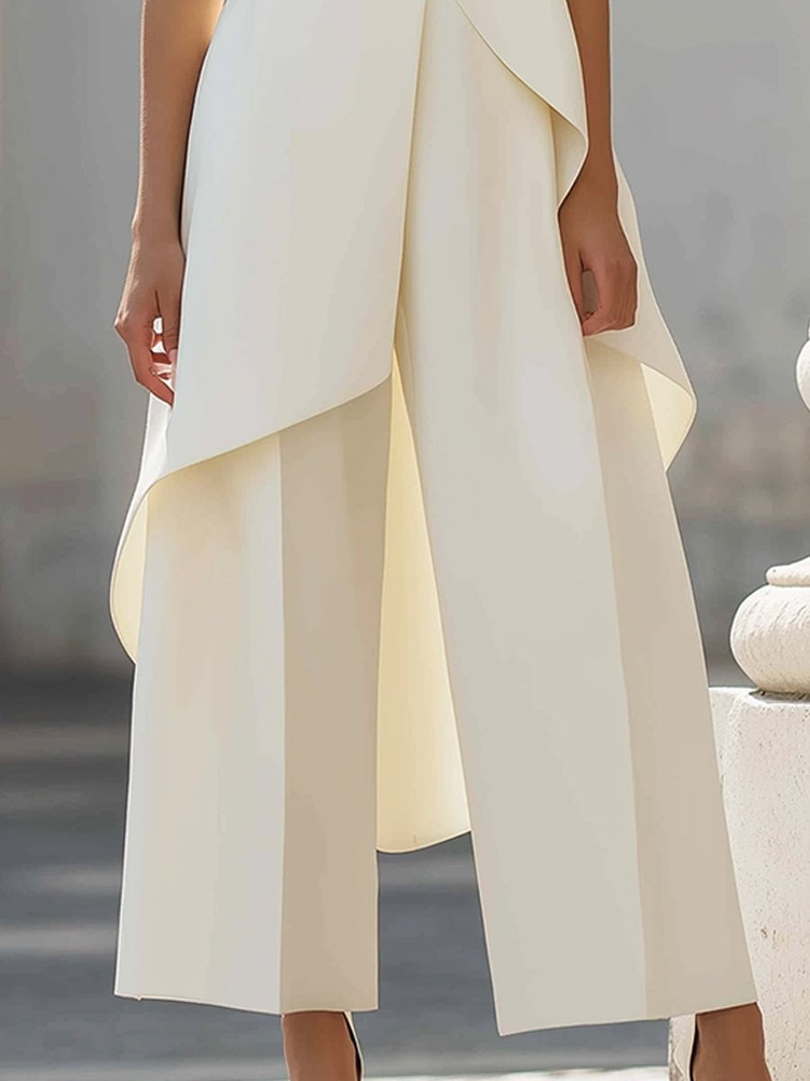 Camilla | Sæt Dame Bukser Høj Hals Asymmetrisk Design