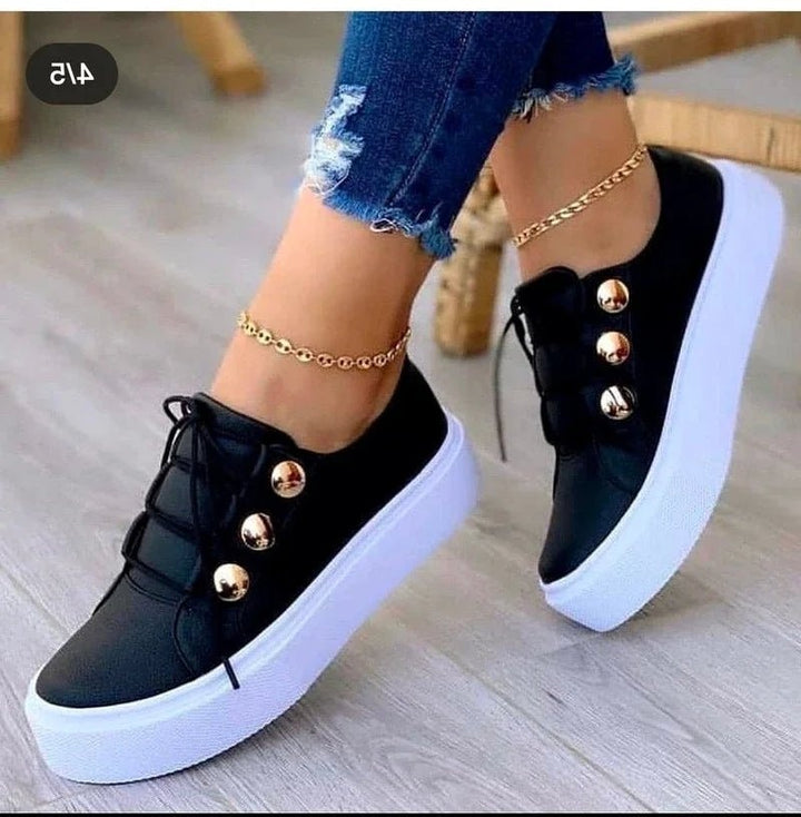 Cecilie | Sneakers Plataforma Dame Kunstlæder Guldnitter