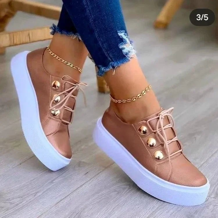 Cecilie | Sneakers Plataforma Dame Kunstlæder Guldnitter