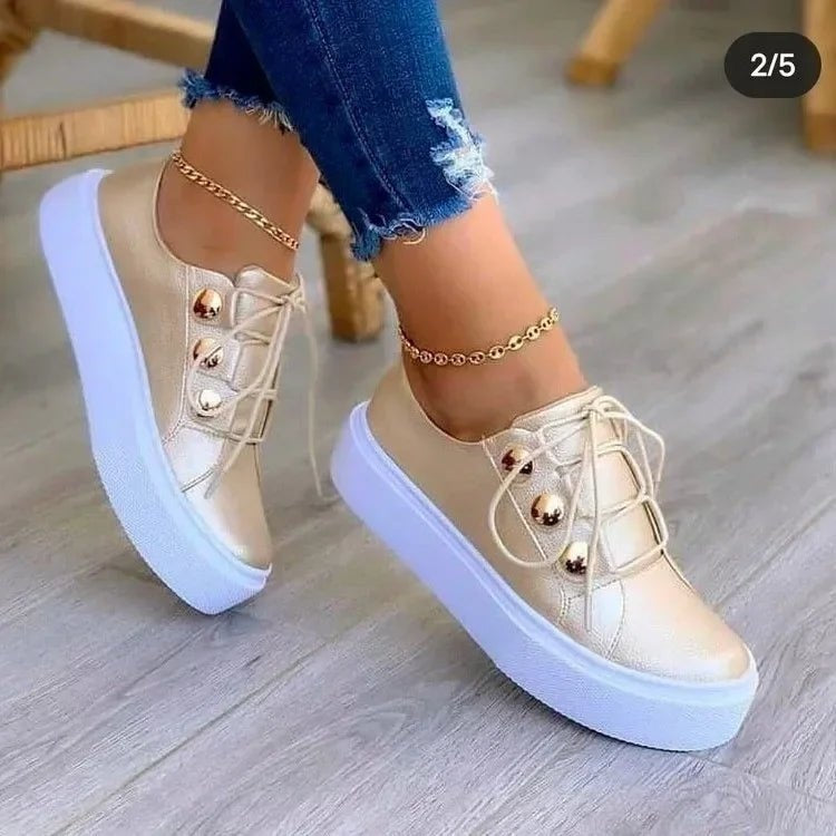 Cecilie | Sneakers Plataforma Dame Kunstlæder Guldnitter