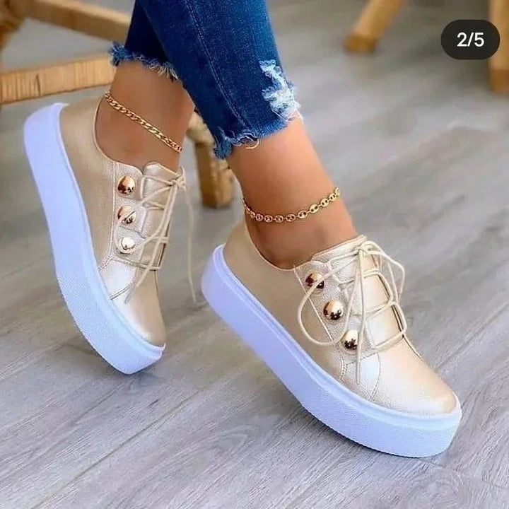 Cecilie | Sneakers Plataforma Dame Kunstlæder Guldnitter