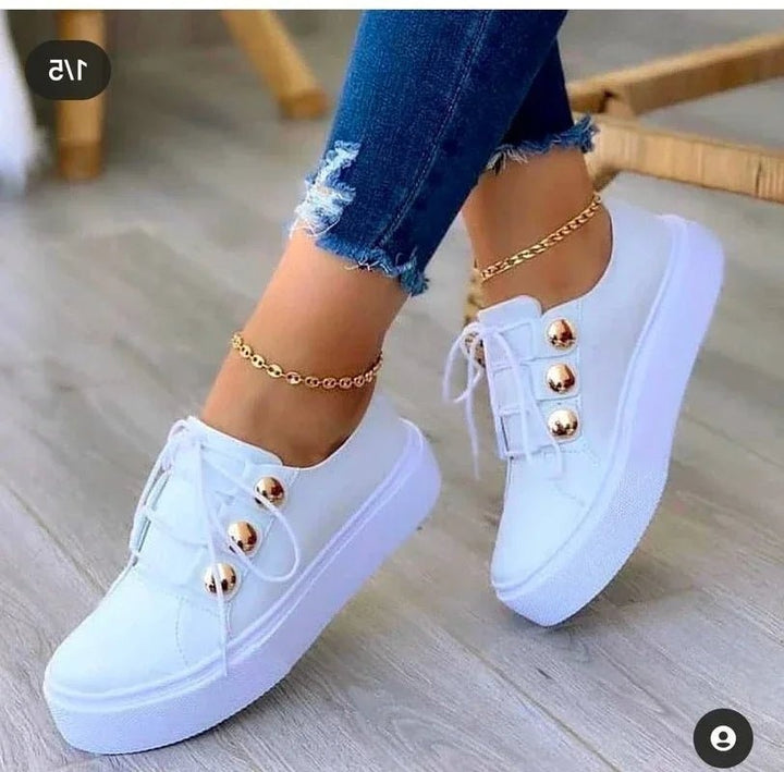 Cecilie | Sneakers Plataforma Dame Kunstlæder Guldnitter