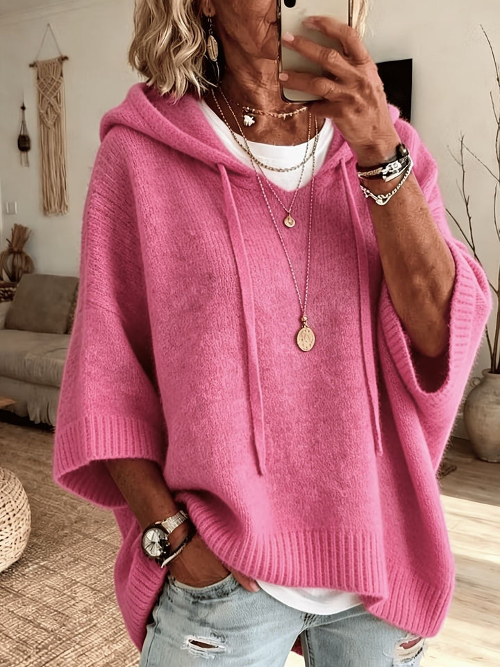 Cecilie | Strik Poncho med Hætte Dame Oversize
