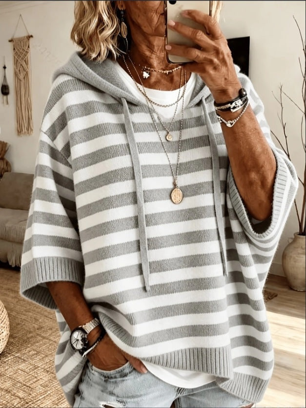 Cecilie | Strik Poncho med Hætte Dame Oversize
