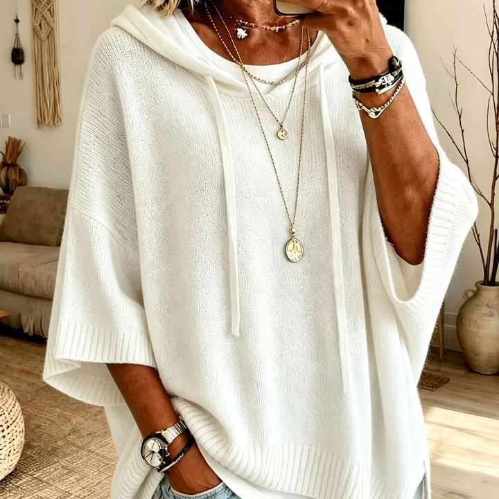 Cecilie | Strik Poncho med Hætte Dame Oversize