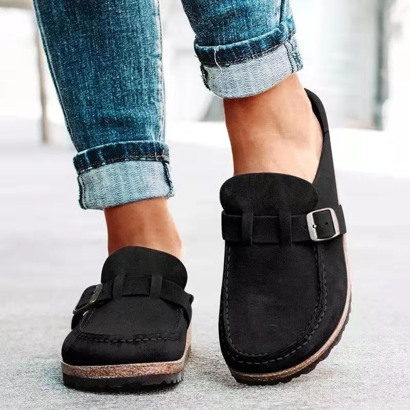 Cecilie | Suede Træsko Dame med Spænde Slip-on