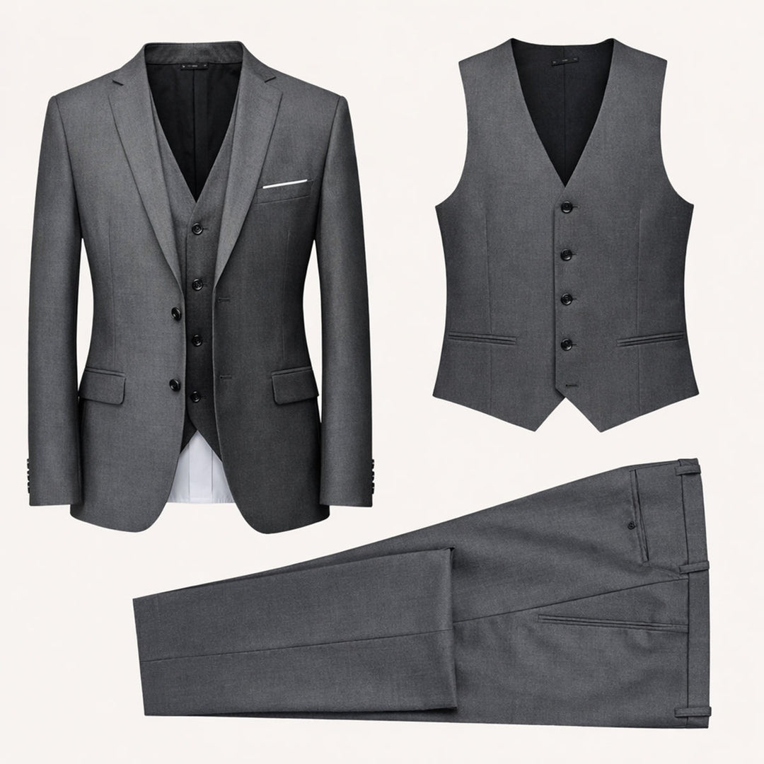 Christian | 3-Delt Jakkesæt Herre Slim Fit Habit Bukser Bryllup
