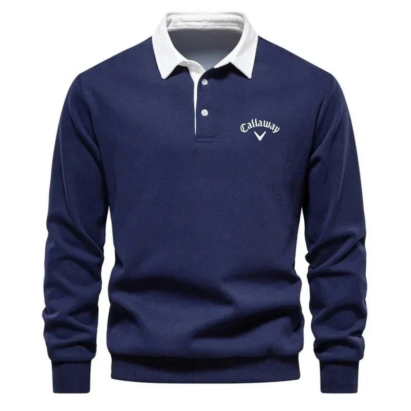 Christian | Sweater Polo Herre Langærmet Kontrastkrave