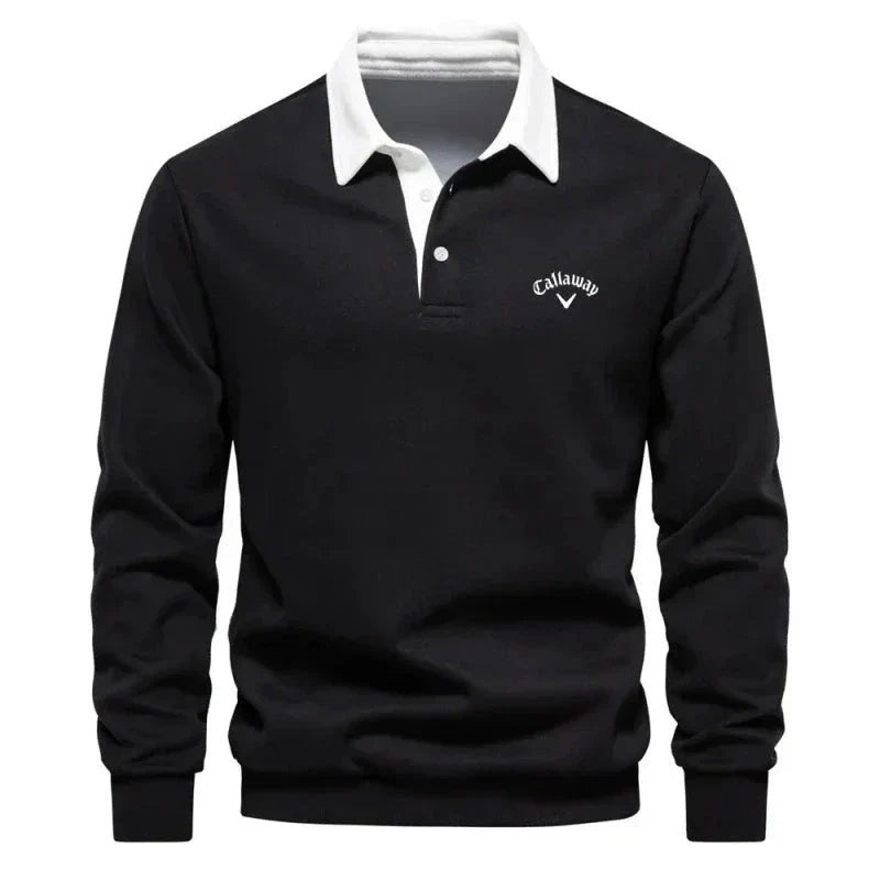 Christian | Sweater Polo Herre Langærmet Kontrastkrave