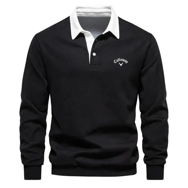 Christian | Sweater Polo Herre Langærmet Kontrastkrave
