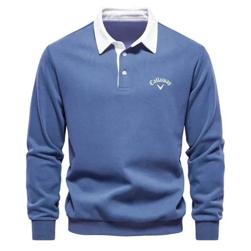 Christian | Sweater Polo Herre Langærmet Kontrastkrave