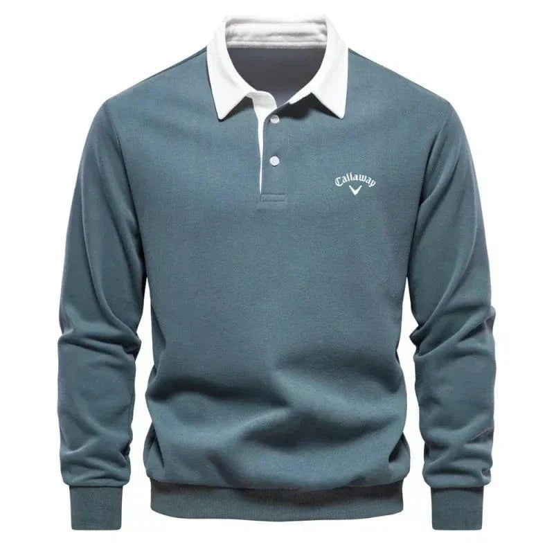 Christian | Sweater Polo Herre Langærmet Kontrastkrave