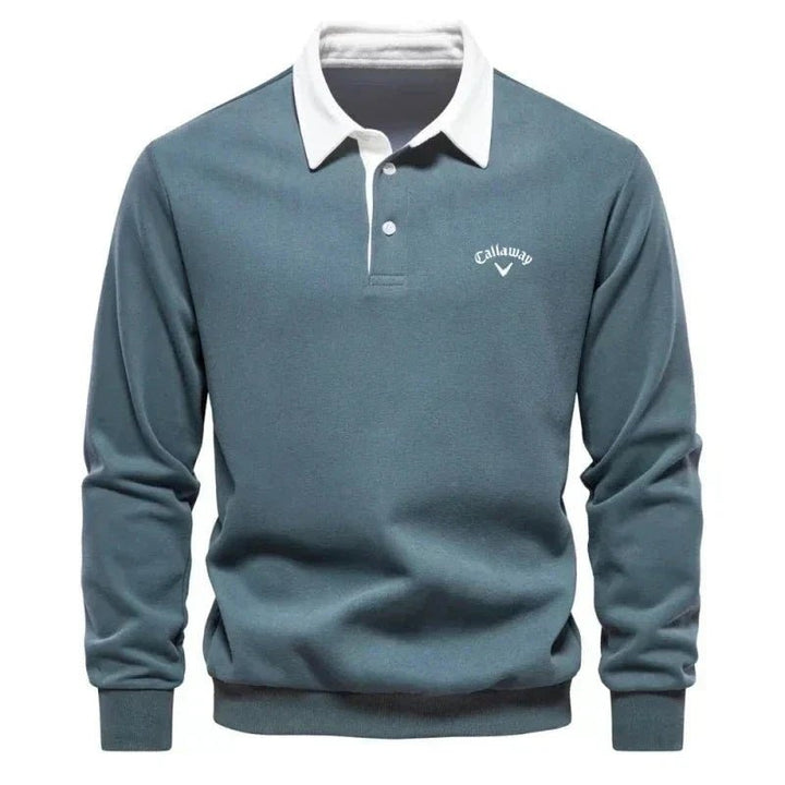 Christian | Sweater Polo Herre Langærmet Kontrastkrave