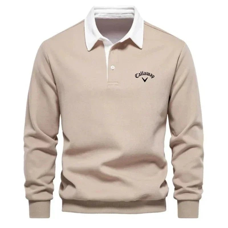 Christian | Sweater Polo Herre Langærmet Kontrastkrave