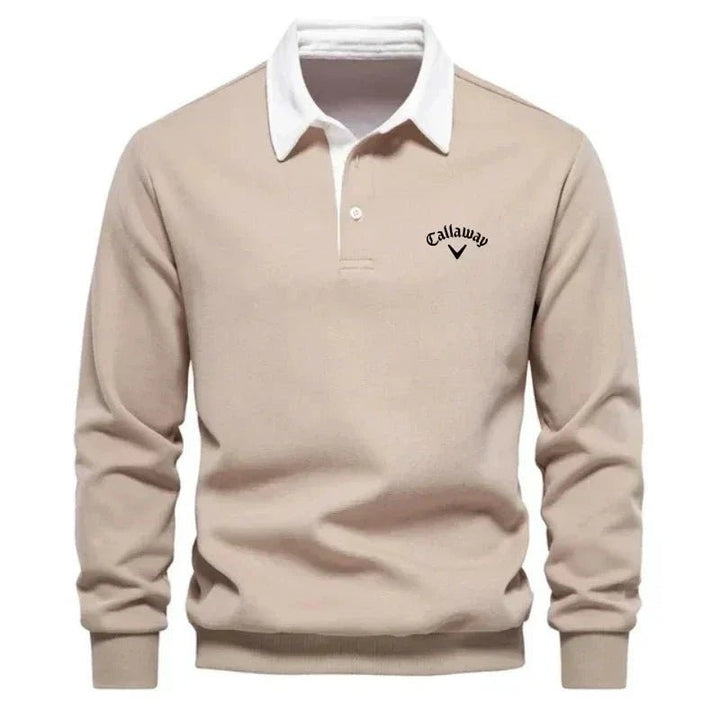 Christian | Sweater Polo Herre Langærmet Kontrastkrave