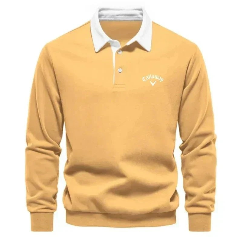 Christian | Sweater Polo Herre Langærmet Kontrastkrave