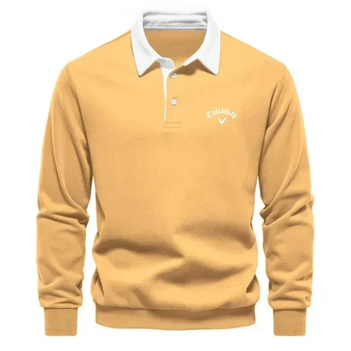 Christian | Sweater Polo Herre Langærmet Kontrastkrave