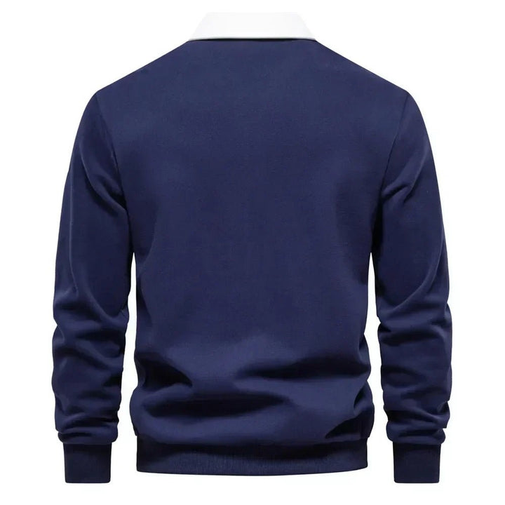 Christian | Sweater Polo Herre Langærmet Kontrastkrave