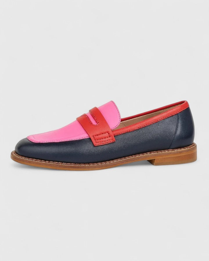 Clara | Loafers Dame Slip-On Klassisk Colorblock Læder