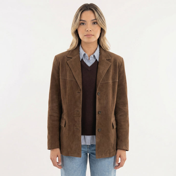 Dorte | Ruskind Frakke Dame Knapper Revers