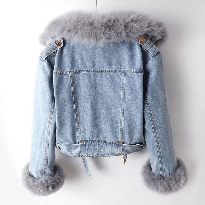 Emma | Denim Jakke Dame Pels Krave Cropped