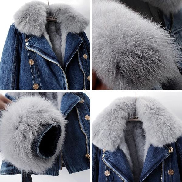 Emma | Denim Jakke Dame Pels Krave Cropped