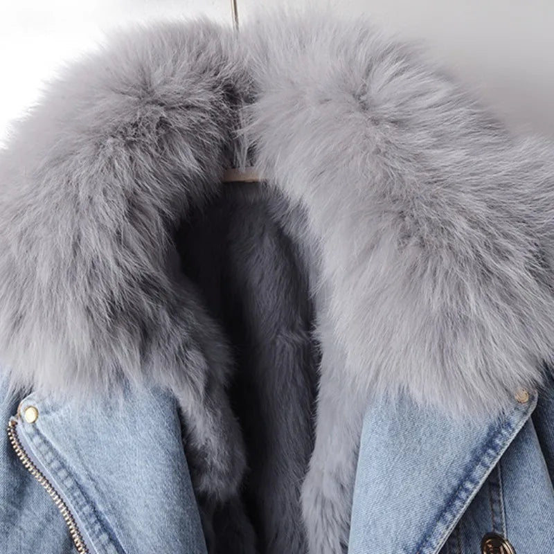 Emma | Denim Jakke Dame Pels Krave Cropped