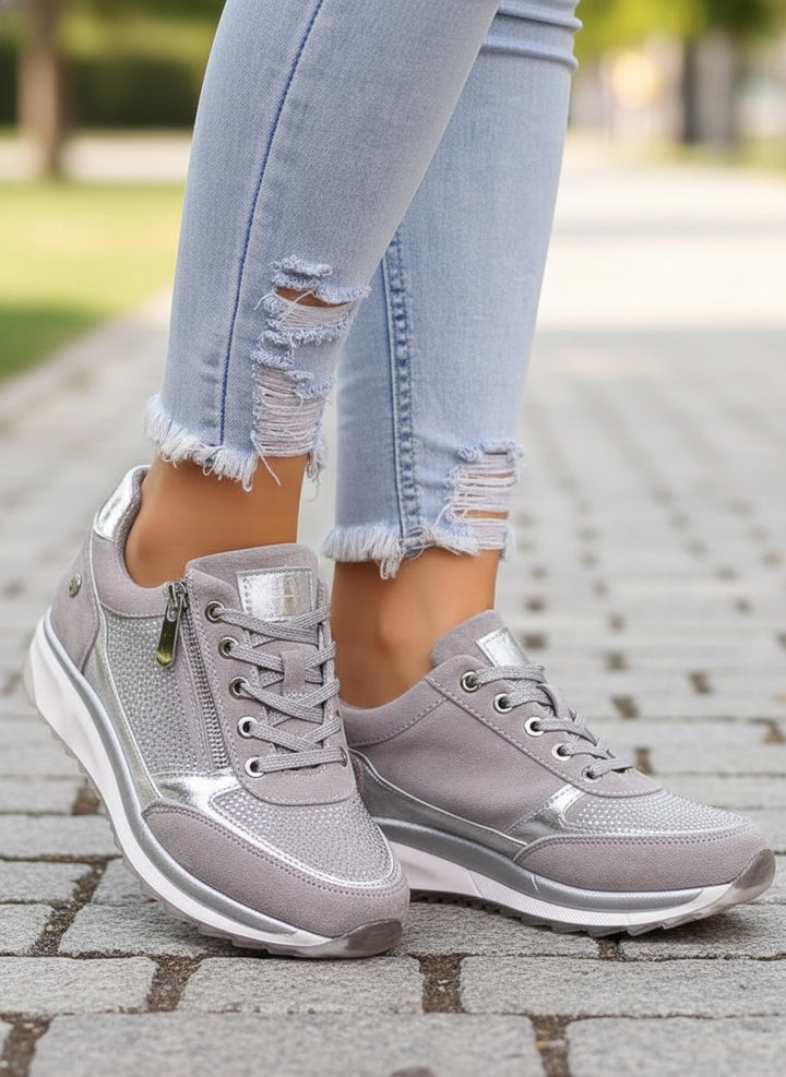 Emma | Sneakers Dame med Lynlås og Snørebånd