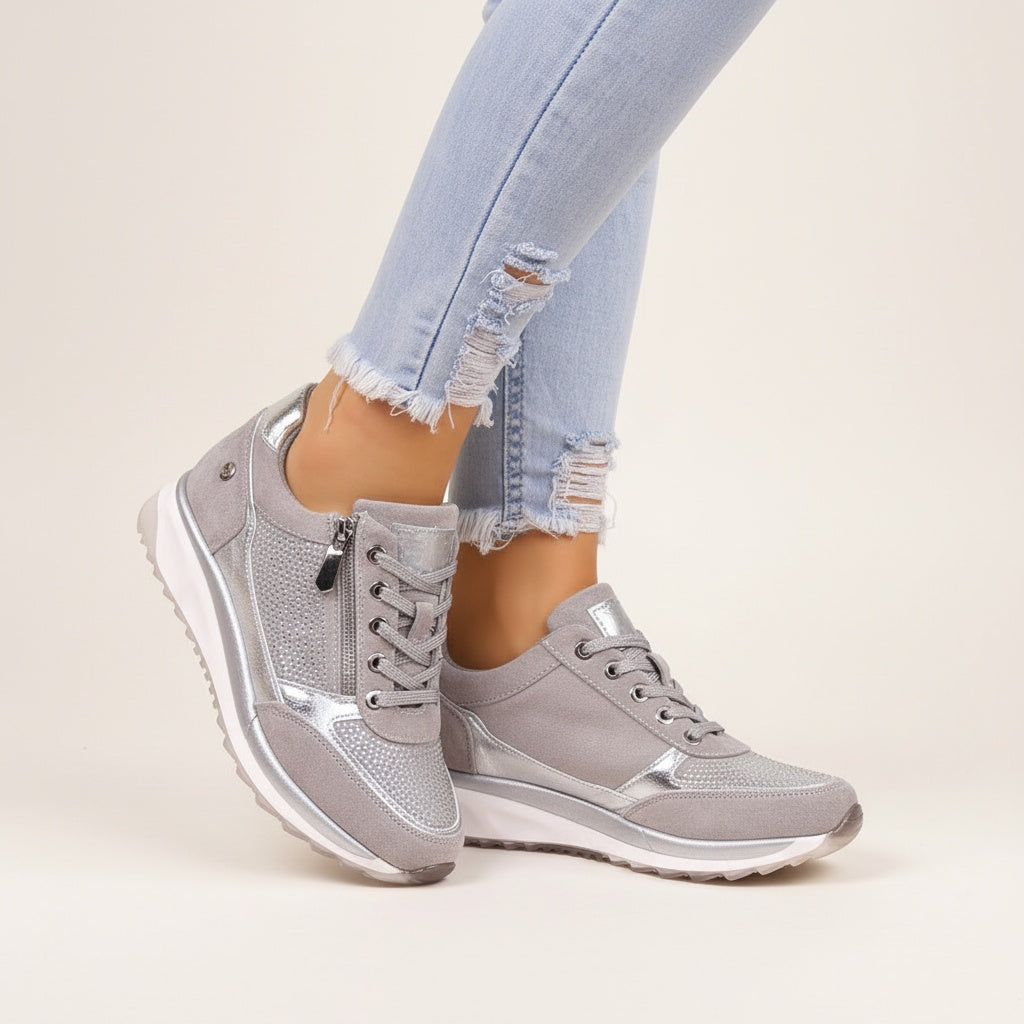 Emma | Sneakers Dame med Lynlås og Snørebånd