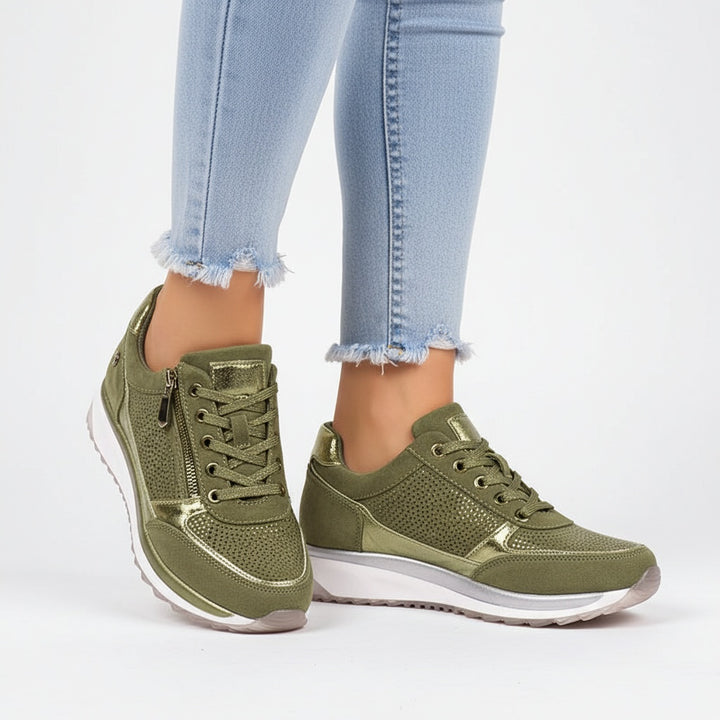 Emma | Sneakers Dame med Lynlås og Snørebånd