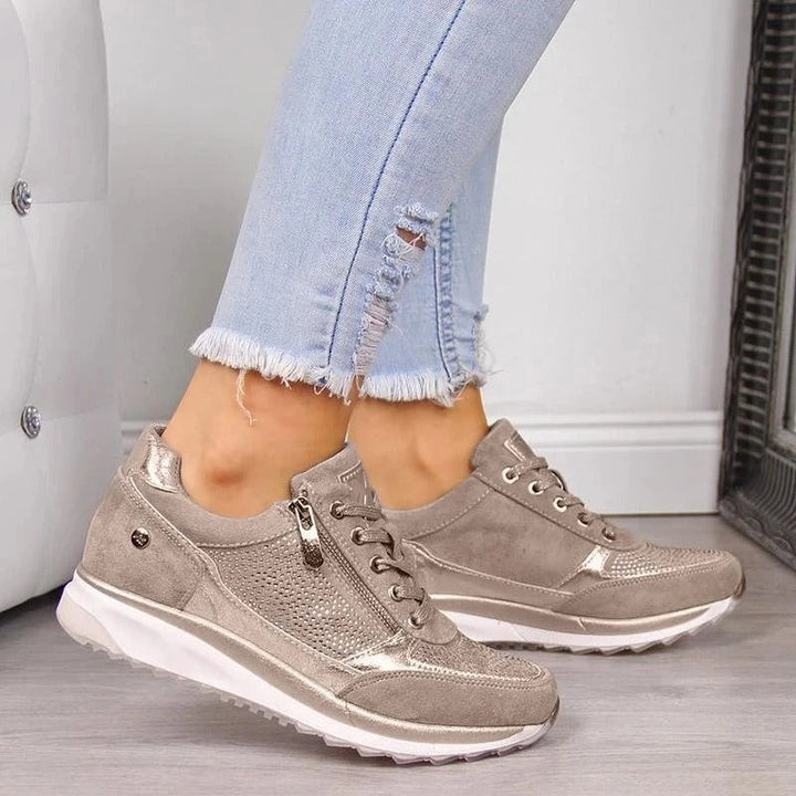 Emma | Sneakers Dame med Lynlås og Snørebånd