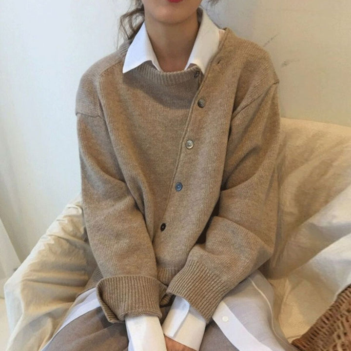 Gitte | Sweater Dame Strik Rund Hals Knapper