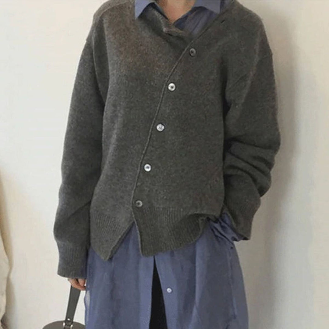 Gitte | Sweater Dame Strik Rund Hals Knapper